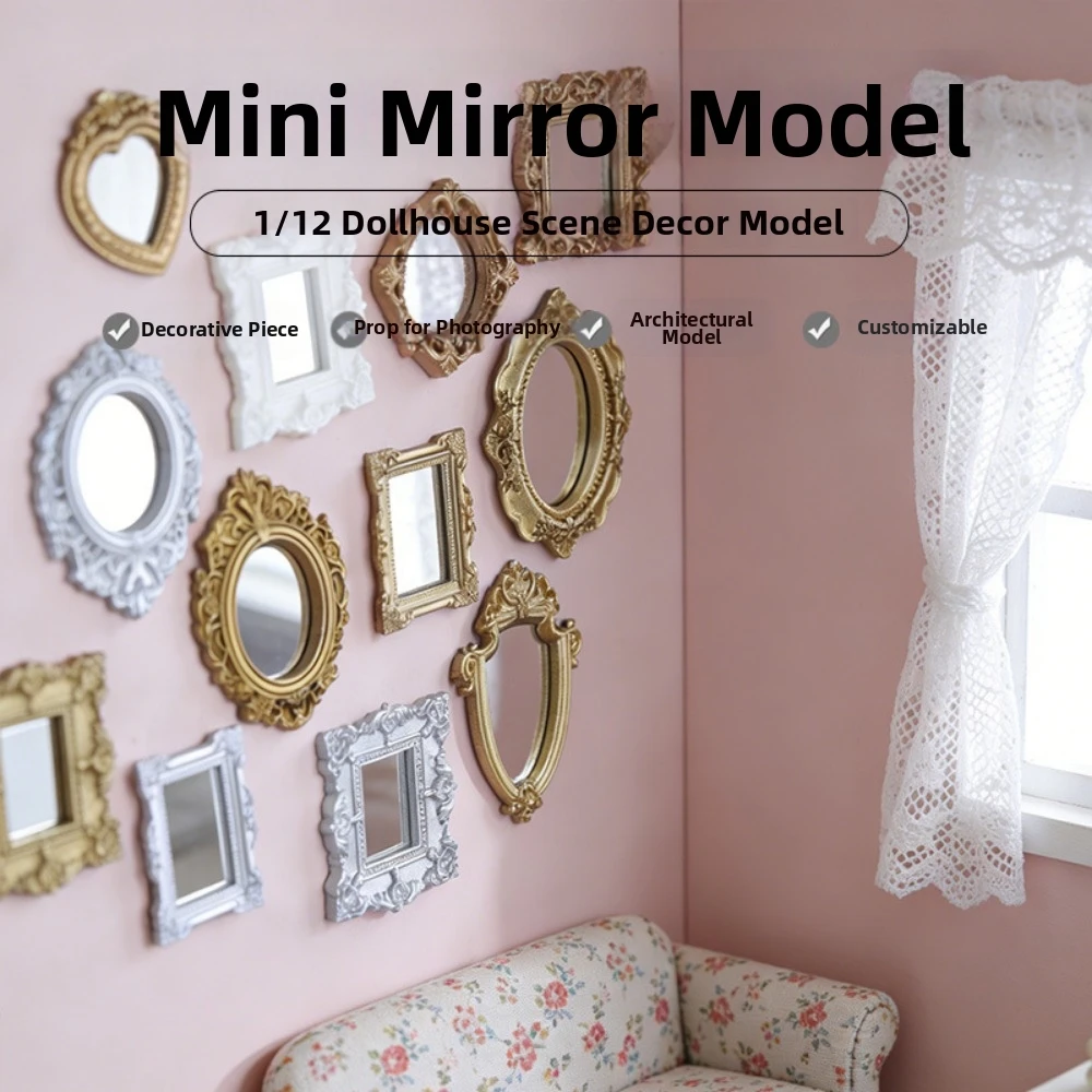 1/12 1/12 Dollhouse Miniature Mini Plastic Round Mirror Children Toy Multistyles Simulation Furniture Model