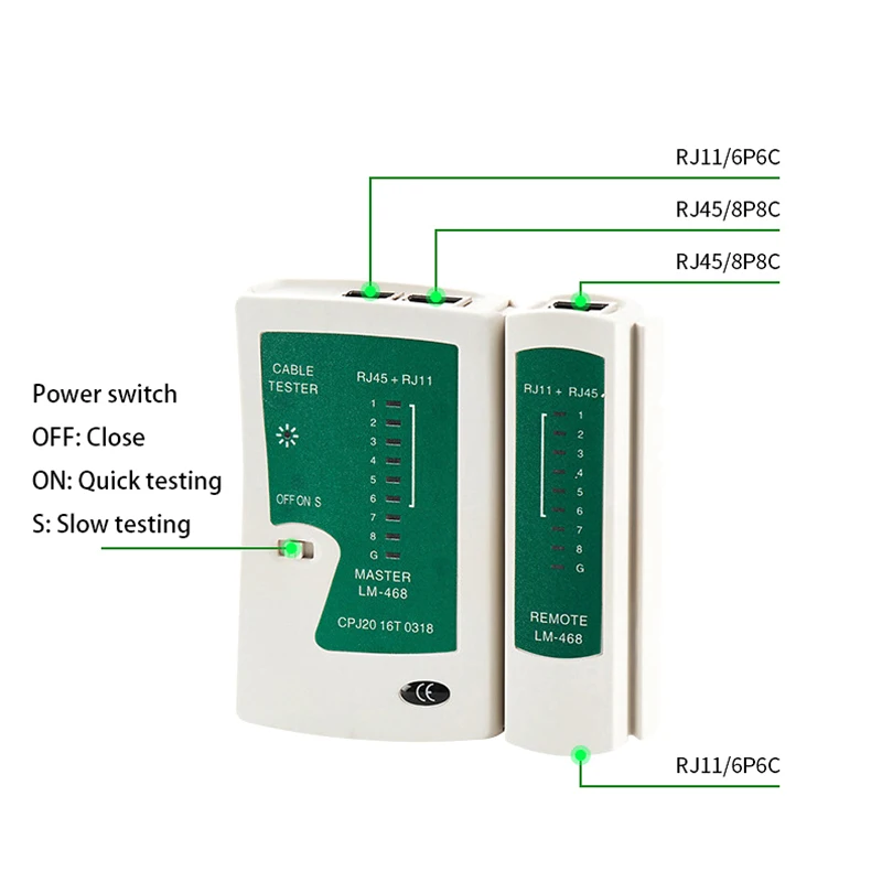 Testeur de câble réseau RJ45 RJ11 Cat5 Cat6 UTP LAN, détecteur de ligne téléphonique, outil de suivi