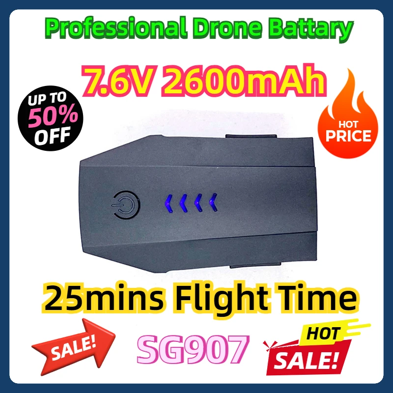 Professional Drone Battary SG907 Max Battery 4K 7.6V 2600mAh 25mins Flight Time SG907 SE