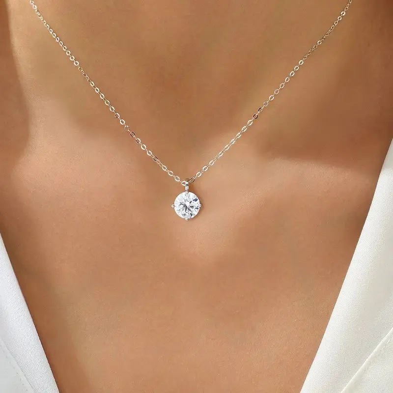 DWJ 1-3ct Real Moissanite Diamond Necklace for Woman Wedding Daily Wear Party Original 925 Sterling Silver Luxury Fine Jewelry