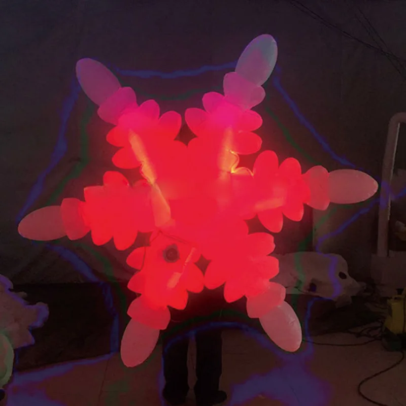 팽창식 눈송이, 크리스마스 축제 에어 몰드, 송풍기 포함, 거리 퍼레이드 워킹 장식, 등에 메고 다닐 수 있음