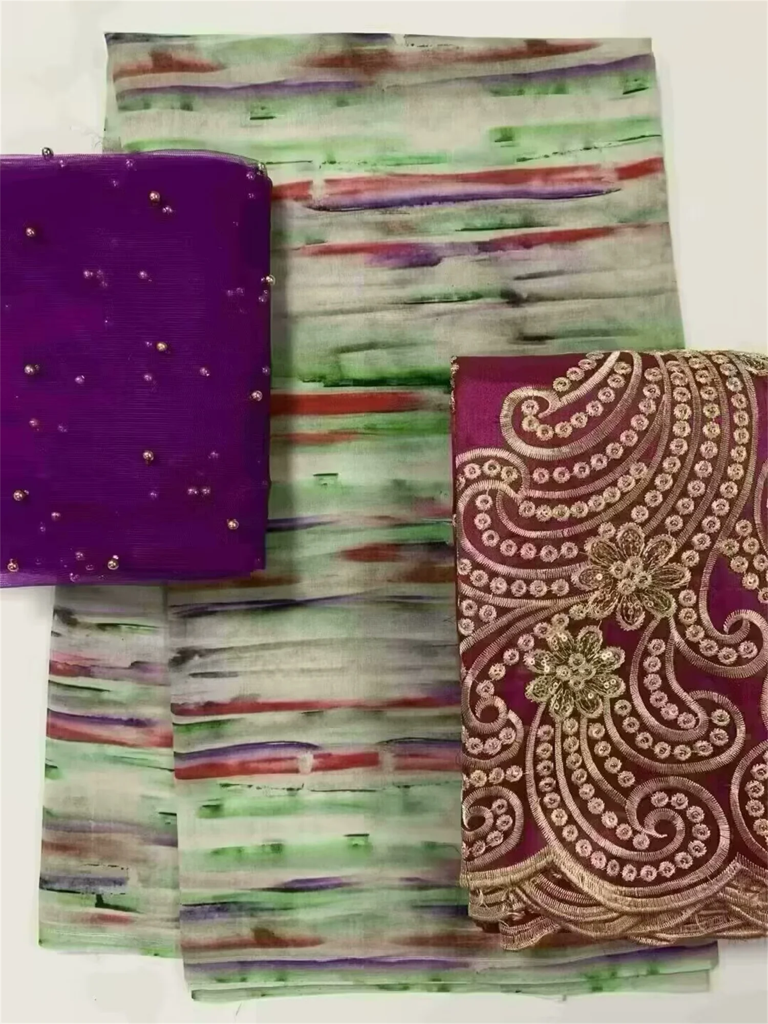 

2025 бисер и блестки 2 + 5 + 2 ярда африканское кружево высокого качества с принтом хлопок швейцарская вуаль ткань матч Джордж ткань шарф комплект свадьба