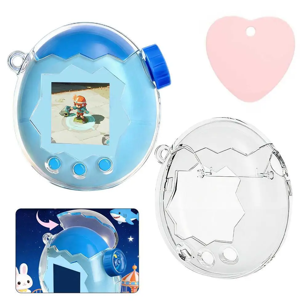For Tamagotchi Paradise Clear Glitter Protective Case, PC Full-Wrap Shockproof Cover, Waterproof Scratch Resistant Protector