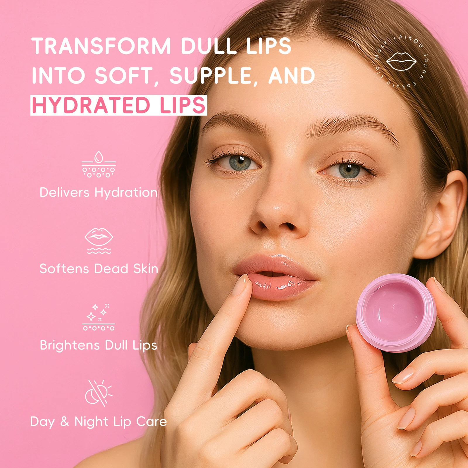 

LAIKOU Japanese Sakura Lip Mask, Hydrating Lip Sleeping Mask for Dry Lips, Moisturizing Lip Treatment Essence 15g Lips