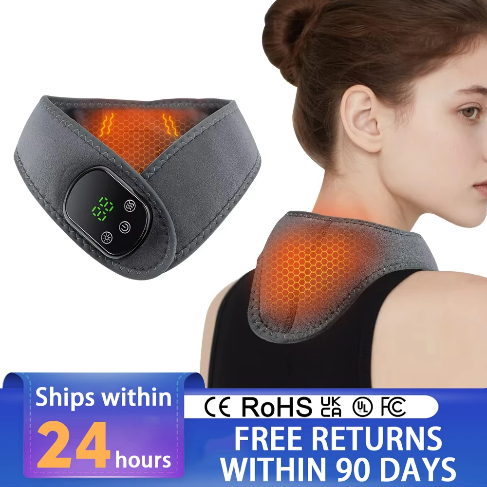 

Электрический бандаж для шеи с подогревом, вибрационный массажер для шеи, горячий компресс, вибрационный массажер для шеи, термогрелка для шеи, грелка