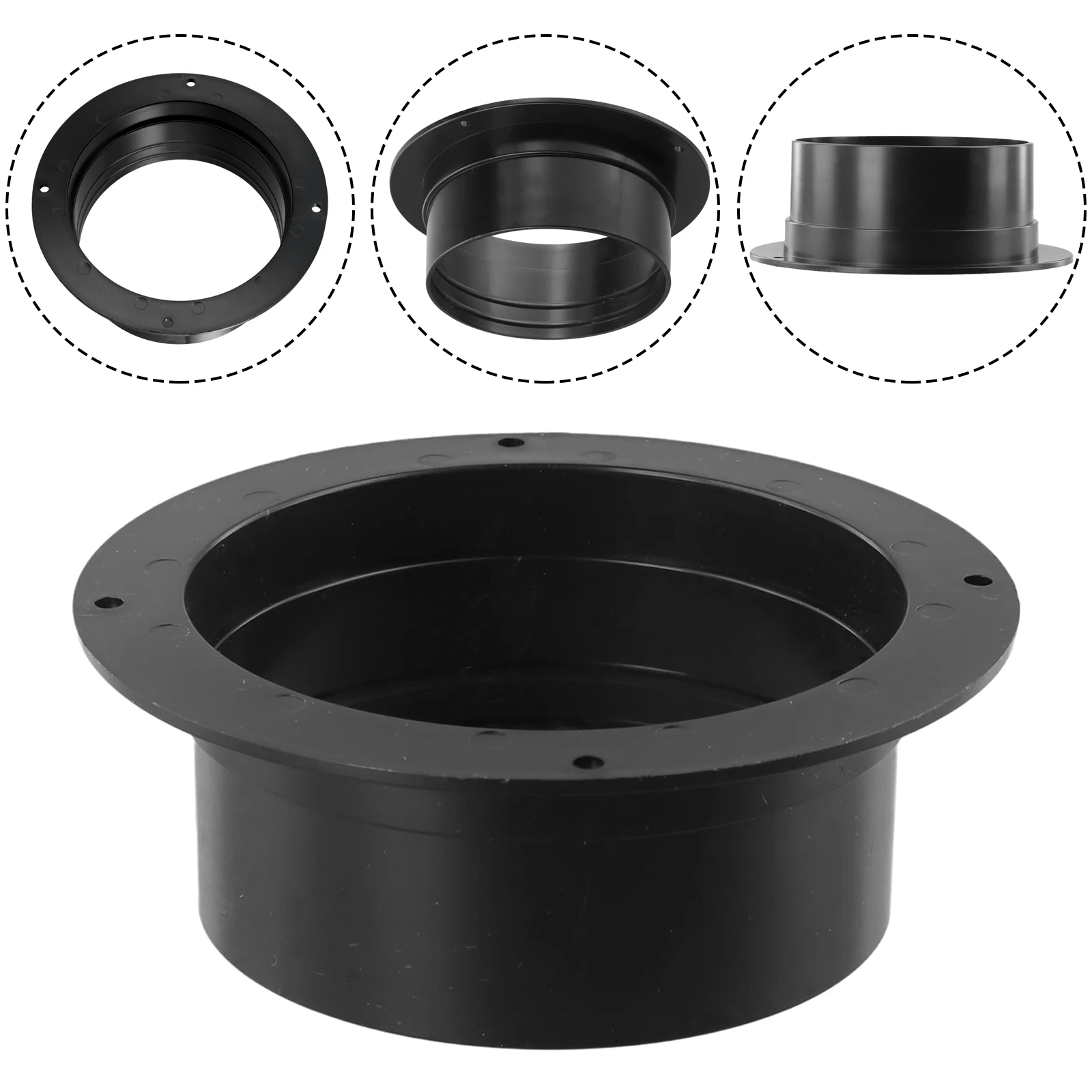 ABS Straight Pipe Flange Connector 110mm Black Ventilation Ducting For Exhaust Air Inlet Outlet Wall Mount HVAC System Parts
