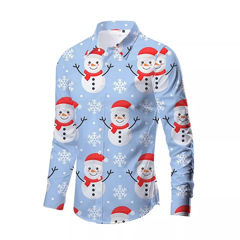 2024 Men's New Christmas Shirts Men's Shirts Tops Various Styles Single-breasted Shirts 3D Printing Soft and Comfortable Large S