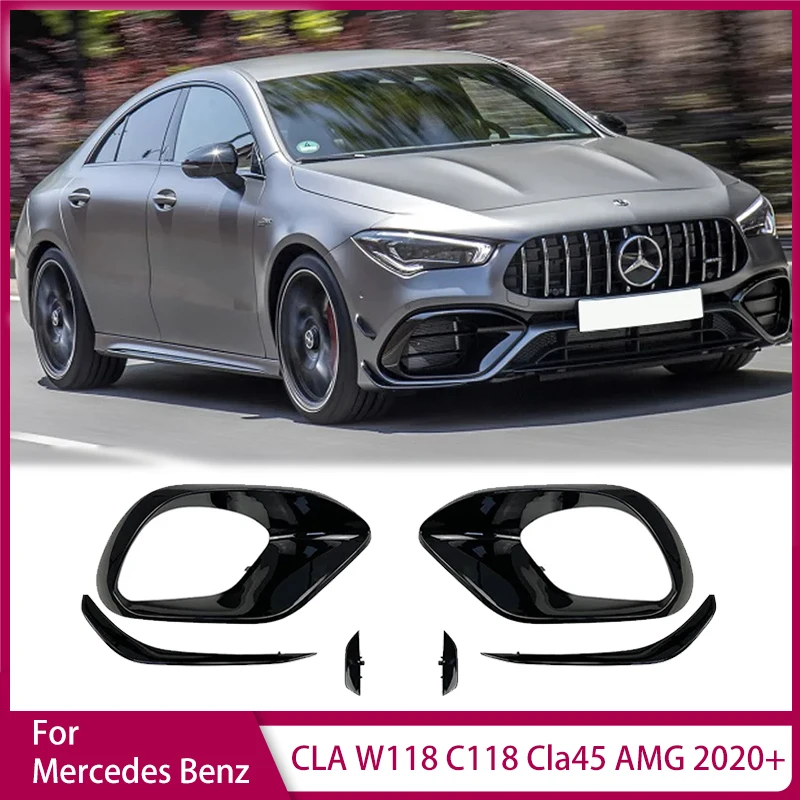 

Front Lip Bumper Side Hood Fog Lamp Light Cover for Mercedes Benz CLA W118 C118 Cla45 AMG 2020+ Spoiler Air Vent Frame Trim