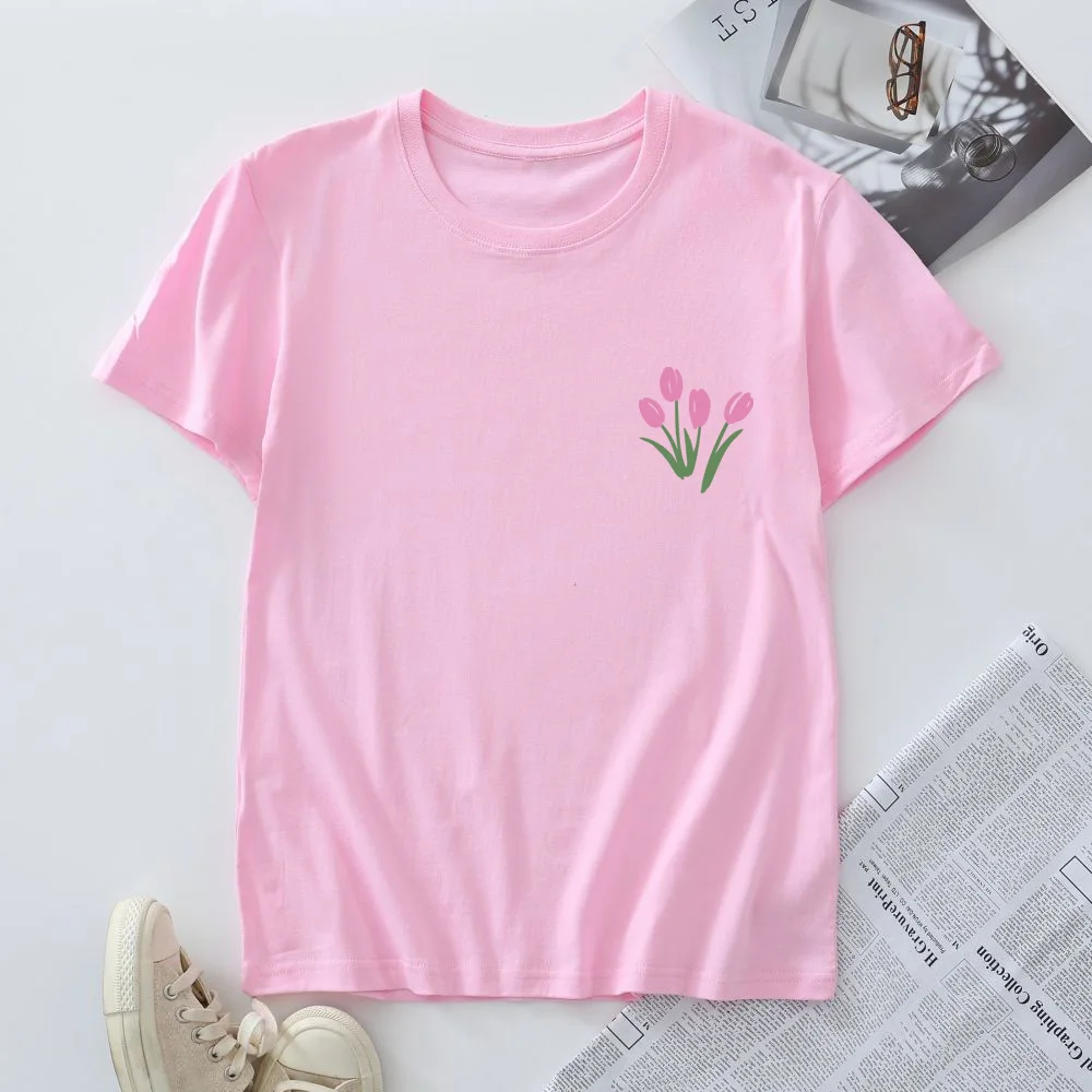 Women Tee Shirt Short Sleeve Top 2025 Summer Woman Tshirt Oversized Women's T Shirts New Graphic 100% Cotton Female Clothing