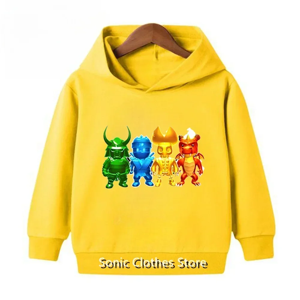 2023 Autumn New Game Stumble Guys Hoodie Kids Knitted Sweatshirts Baby Girls Cartoon Pullover Clothes Boys Hoody Outerwear