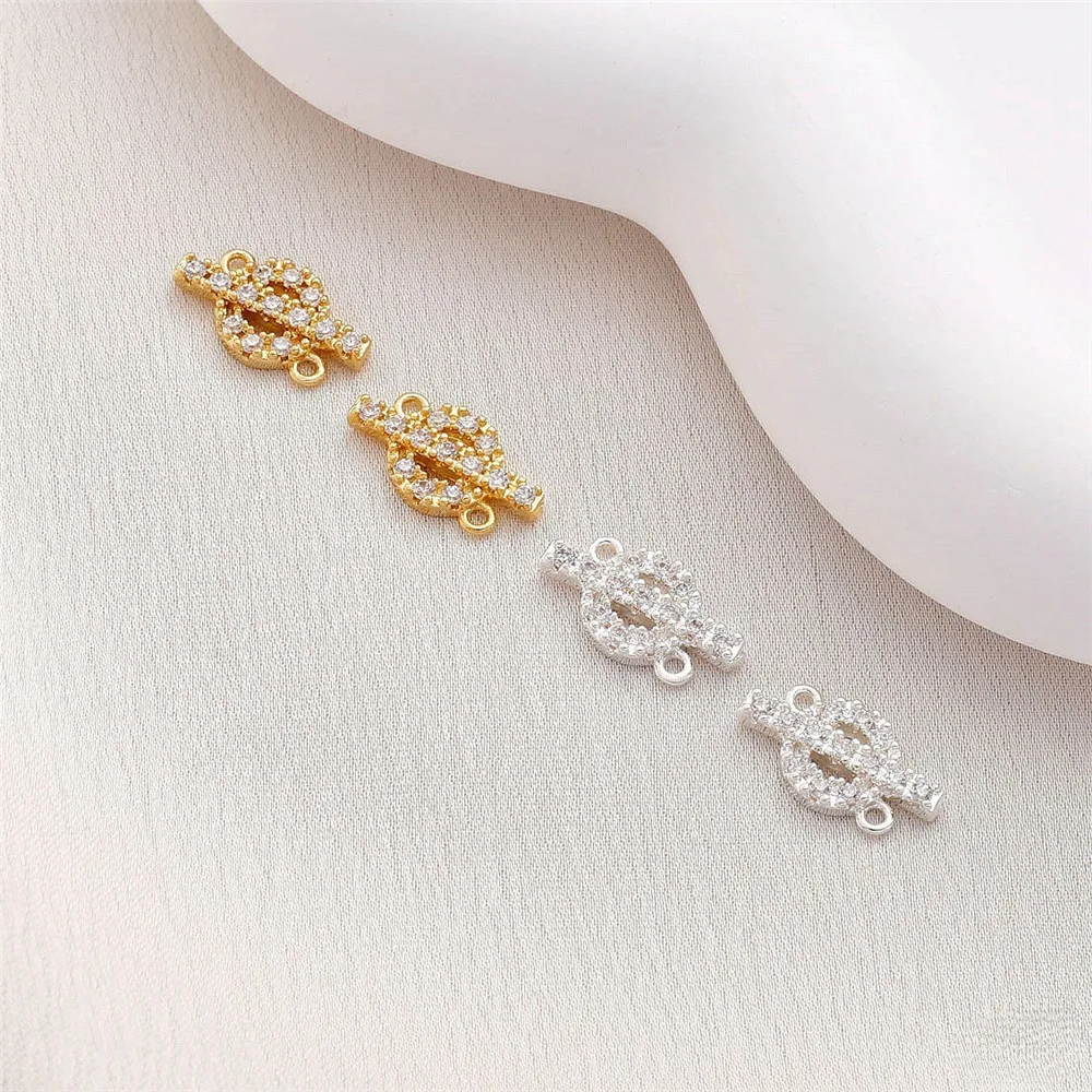 

Gold Inlaid Zircon Macanese Bead Pendant DIY Handmade Bracelet Necklace Pendant Ear Charm Pendant Accessories