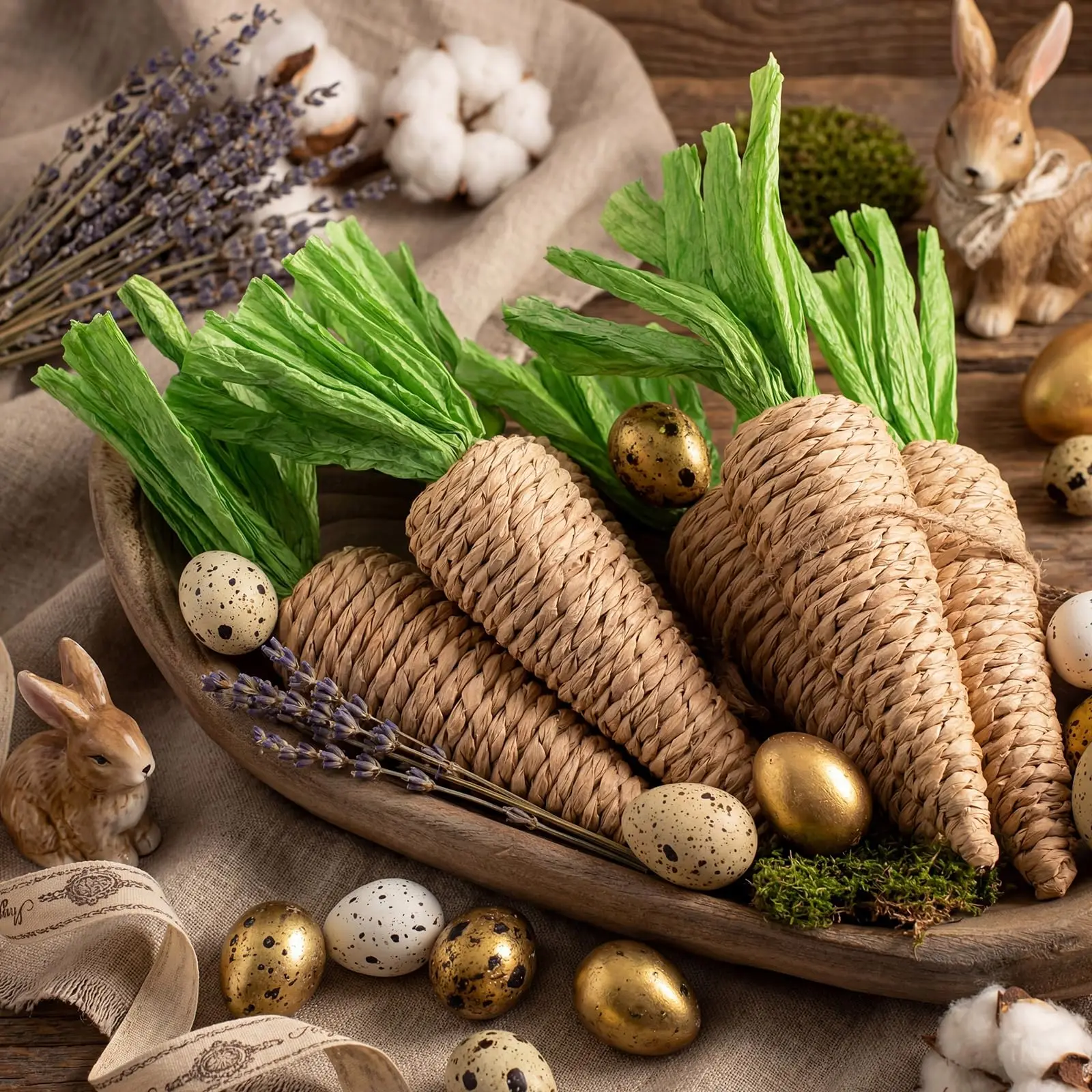1/3/6Pcs Fake Foam Easter Carrots, 7.8'' Jute Carrot Decorations for Spring & Bunny Theme – Rustic Farmhouse Basket Filler