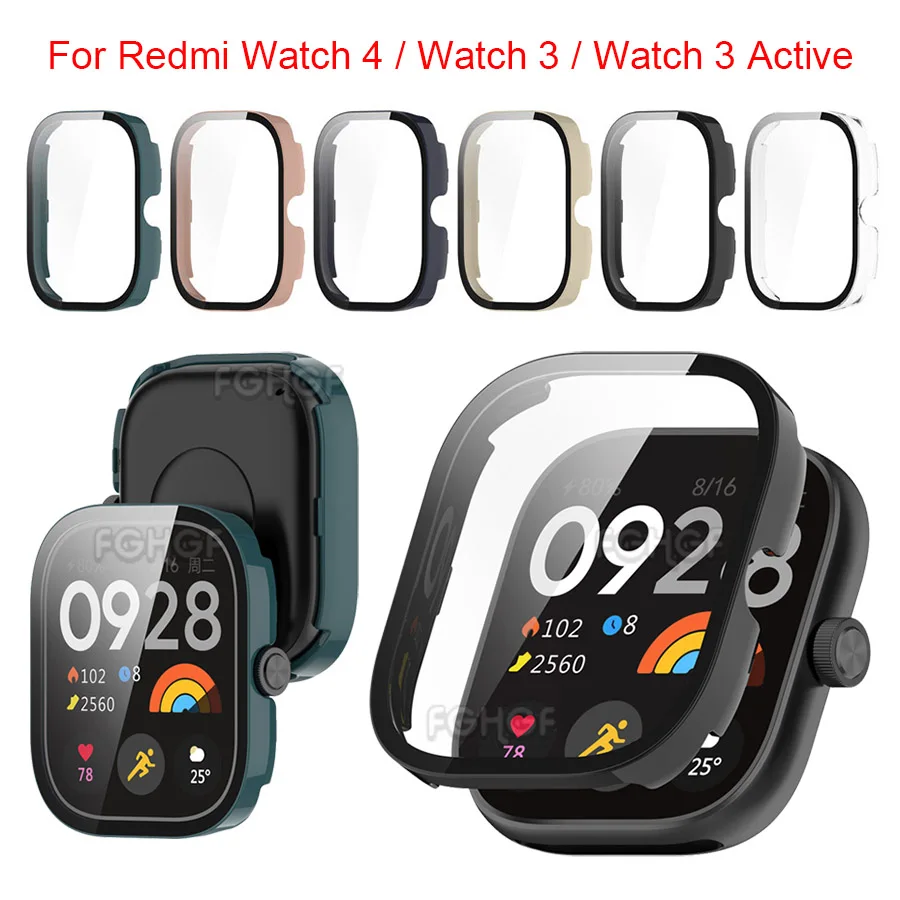 Tempered Glass+Case For Redmi Watch 4 Accessories Bumper Protective Shell Cover For Xiaomi Redmi Watch 4 Case Screen Protector