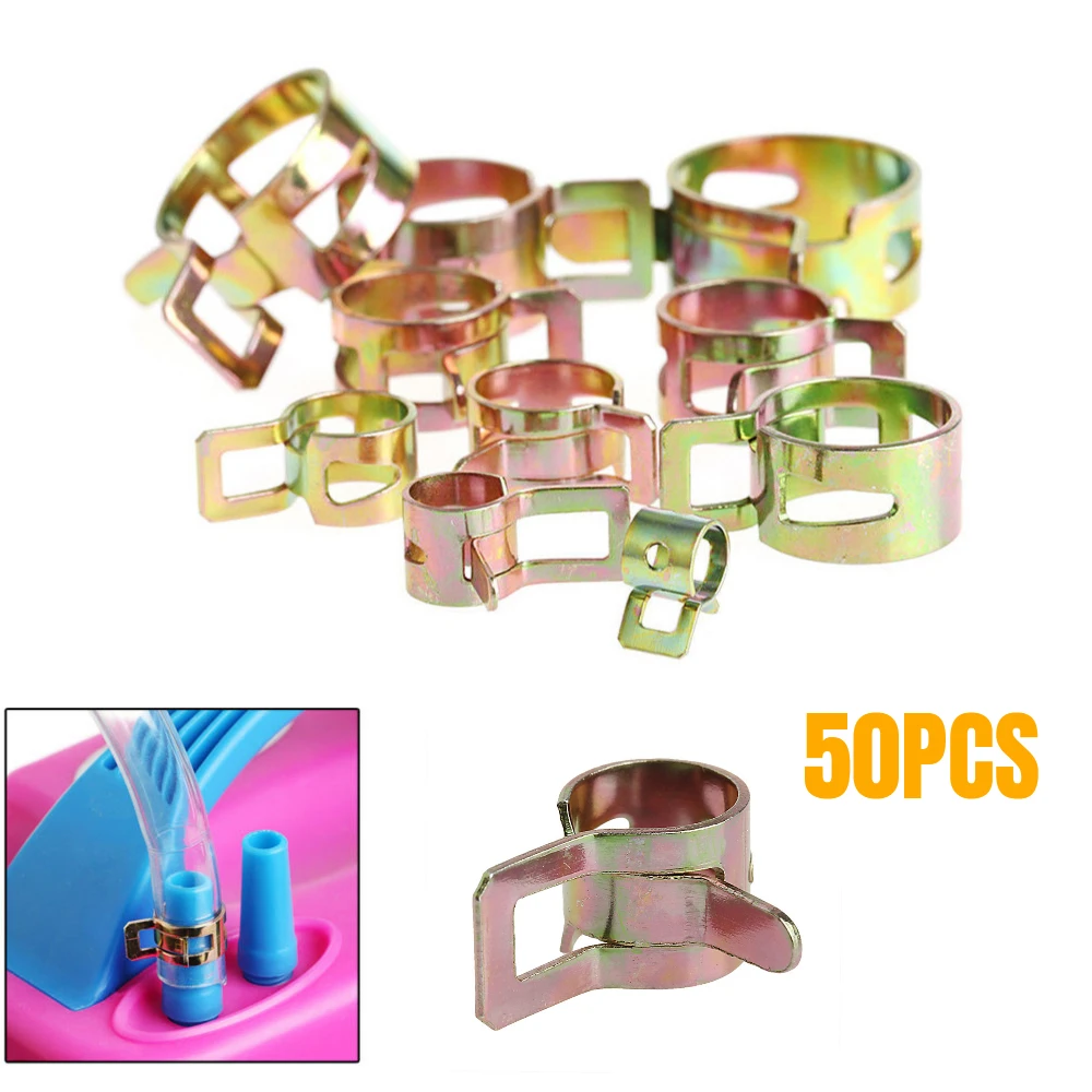 

50pcs 5/6/7/8/9mm Hose Spring Clip Auto Oil Pipe Clamp Fuel Line Water Pipe Air Tube Fastener Tools Car Motorcycle Accessories