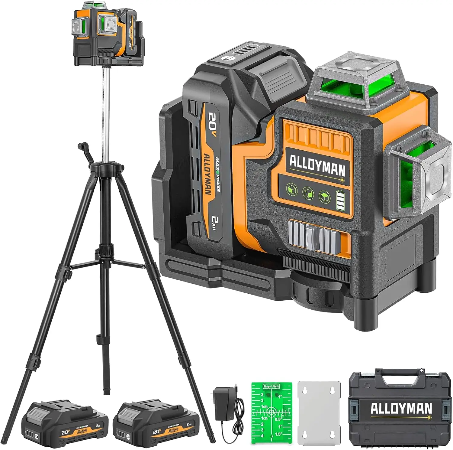^For Max 20V Laser Level with Tripod, 3x360° Self-Leveling Laser level, 3D Lazer Leveler Tool for Construction, Picture Hanging