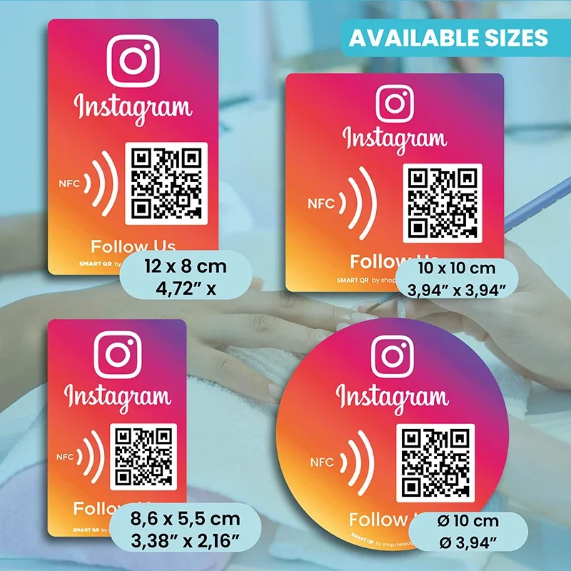 Acrylic Social Business Media Sign NFC Tap Follow US on Instagram QR Code Sign Google Review Facebook Card For Shop store