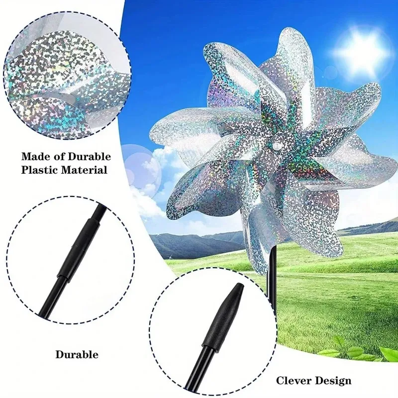 3/5pcs shiny reflective windmill outdoor bird repellent decor for yard balcony farm vegetable garden bird protection ornament