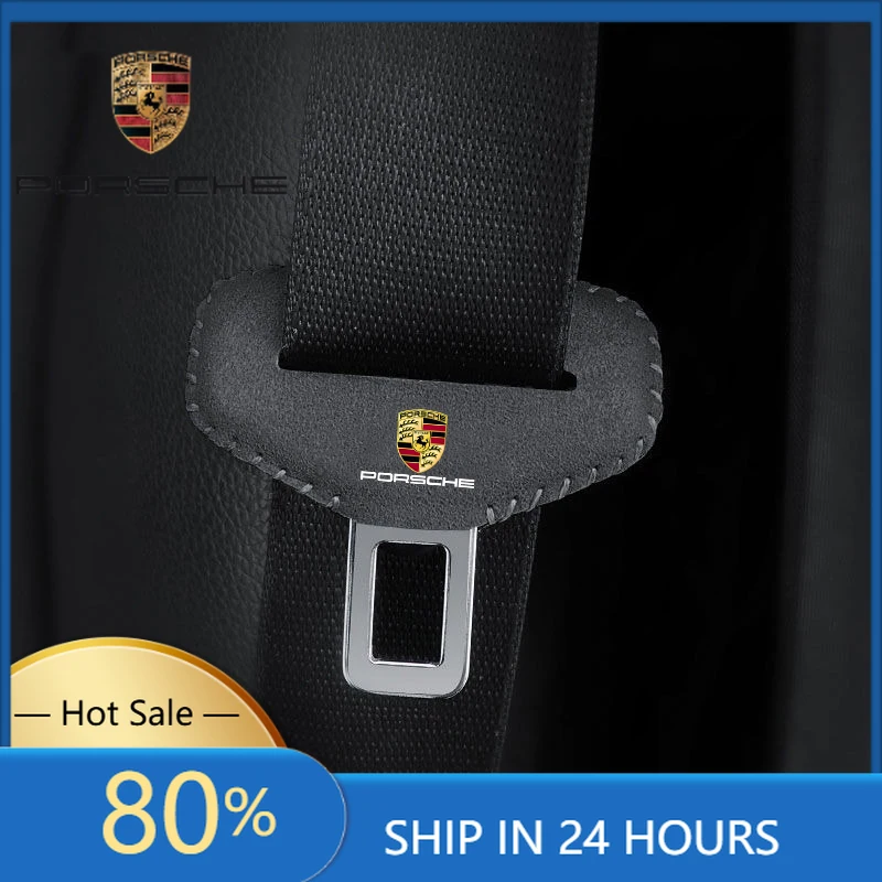 

Interior Stickers Fot Porsche 2Pcs Car Seat Belt Buckle Plug Protective Cover Suede Protective Covers For Porsche 911 718 Taycan