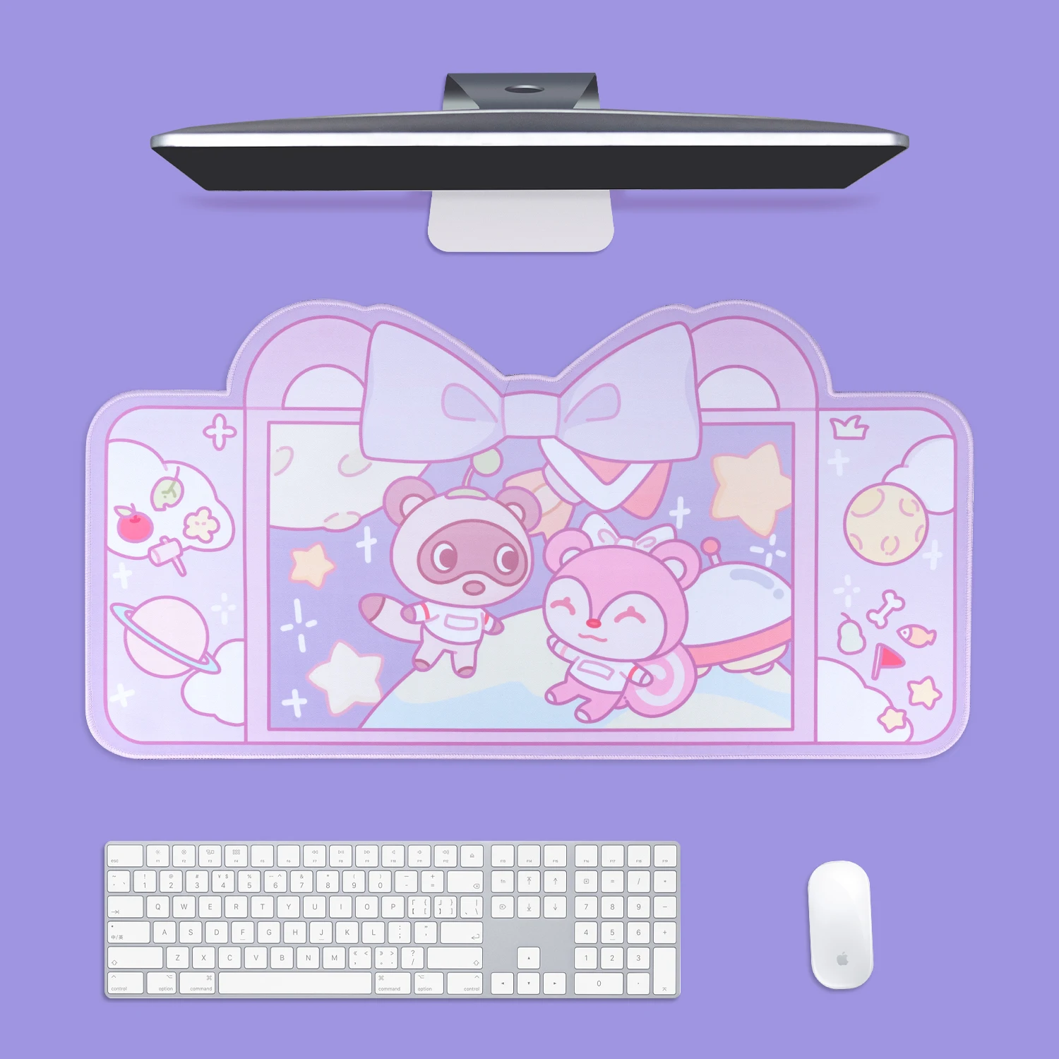 Extra Large Kawaii Gaming Mouse Pad Cute Pastel Purple Space Tom XXL Desk Mat Water Proof Nonslip Laptop Desk Accessories