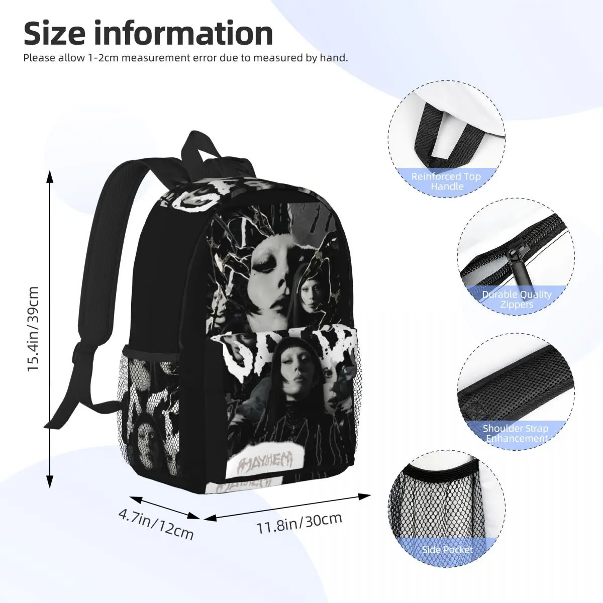 Lady Gaga Mayhem Album Backpack Student BookBag Children School Bag Computer Shoulder Bags for Boys Girls