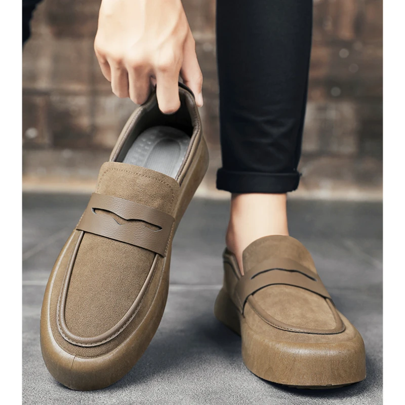 Męskie Casual New Trend Fashion Loafers Faux Cow Suede Leather Soft Soled Casual Shoes Luxury Outdoor Jogging Sneakers Trainers