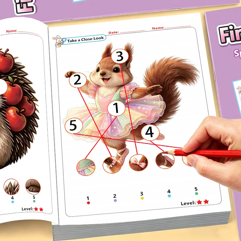 32 Pages Spot The Hidden Details Book, Observation Training Learning Matching Practice Activity Book