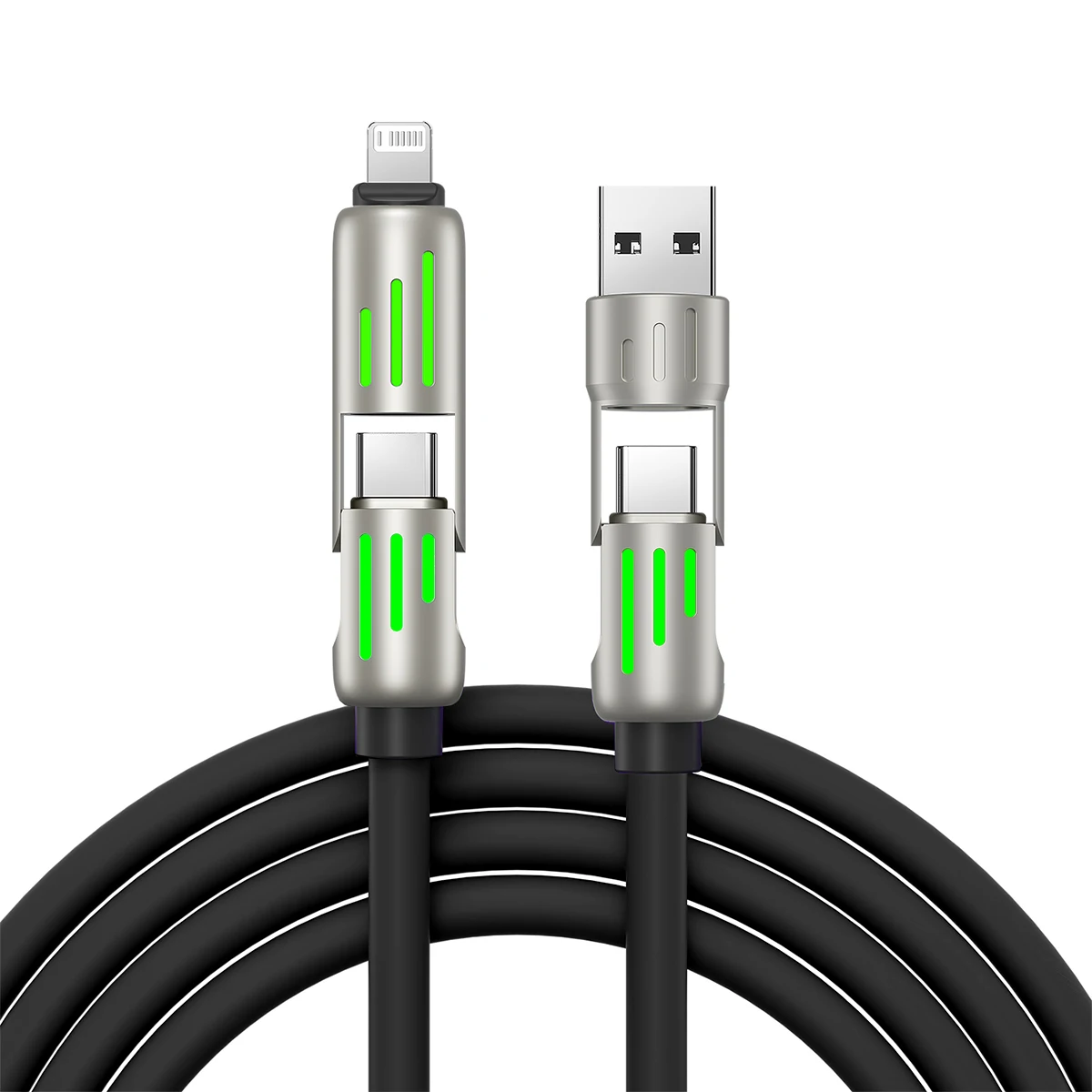 كابل بيانات من النوع C، غلاف دائري احترافي، كابل USB C إلى USB C، أضواء تنفس ملونة فعالة لأجهزة الكمبيوتر المحمولة لأجهزة الكمبيوتر المحمولة