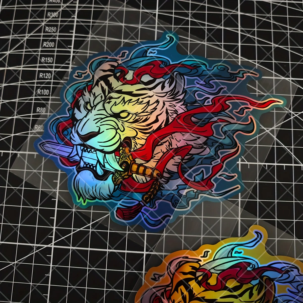 

Anime Tiger Head JDM Laser Sticker, Waterproof Sun-Proof Decal for Motorcycle, E-Bike and Car Window