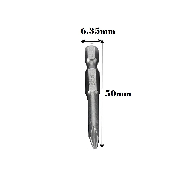 Kepala Silang Magnetik Kekerasan PH2 50Mm dengan Aksesori Alat Obeng Listrik