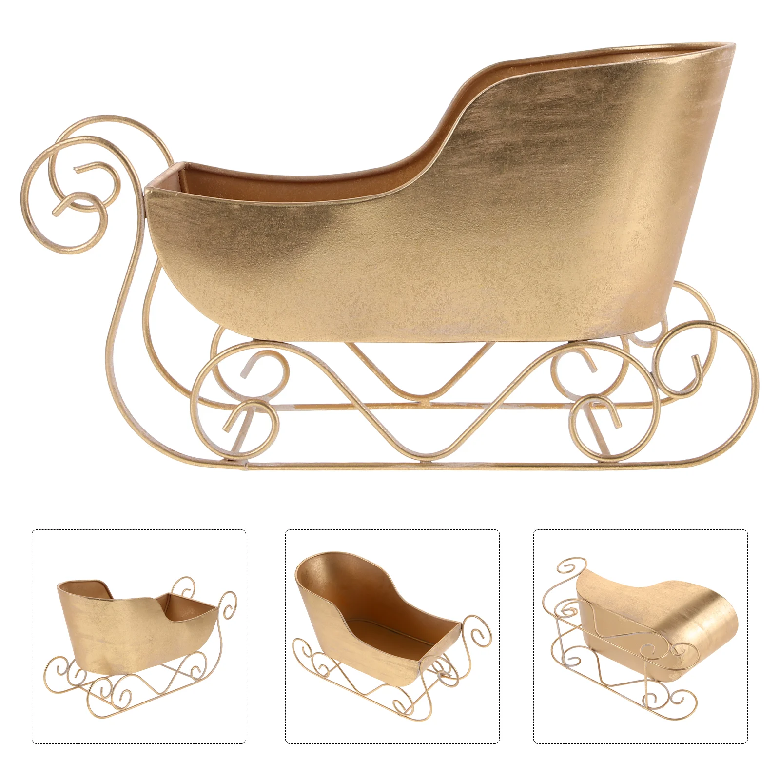 

Outdoor Christmas Decorations Sleigh Ornament Gift Golden Mini Sled Adornment Miniature Pendant Desktop