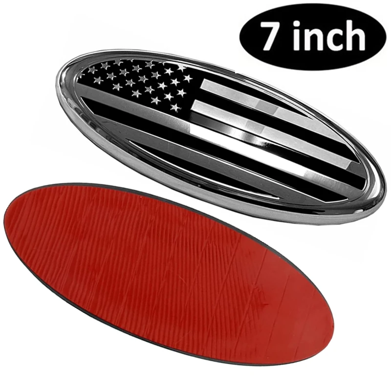 

1 Pieces 7" Chrome Black American USA Flag Emblem F-150 F-250 F-350 Car Front Grille Rear Tailgate Oval Bage