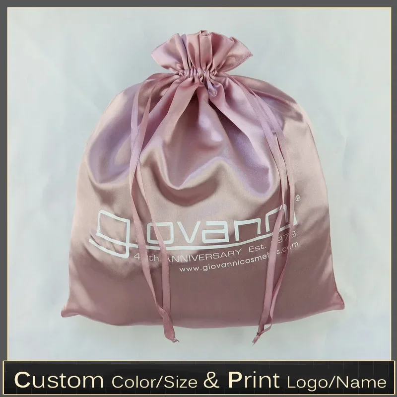 

Custom Logo Satin Drawstring Bags Shoes HandBag Cosmetic Tools Jewelry Drawstring Packaging Bag 50pcs/lot