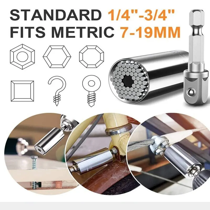 1 قطعة مفتاح العزم العالمي سماعات رأس المقبس كم 7-19 مللي متر حفار كهربائي اسئلة جلبة مفتاح المفك قبضة سحرية أدوات يدوية متعددة #4