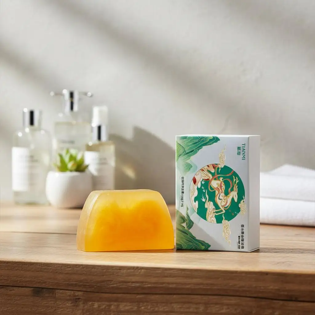 

100g Gold-Scented Soap In Gift Box With Free Foam Net Prosperity Gold-Scented Soap New Year Gift Set Long-Lasting Fragrance 1pcs