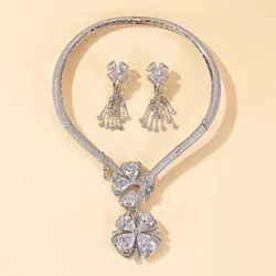 High Quality Popular Brand Luxury Jewelry Ladies Exquisite Lucky Grass Wedding Necklace Earrings Banquet Anniversary Accessories