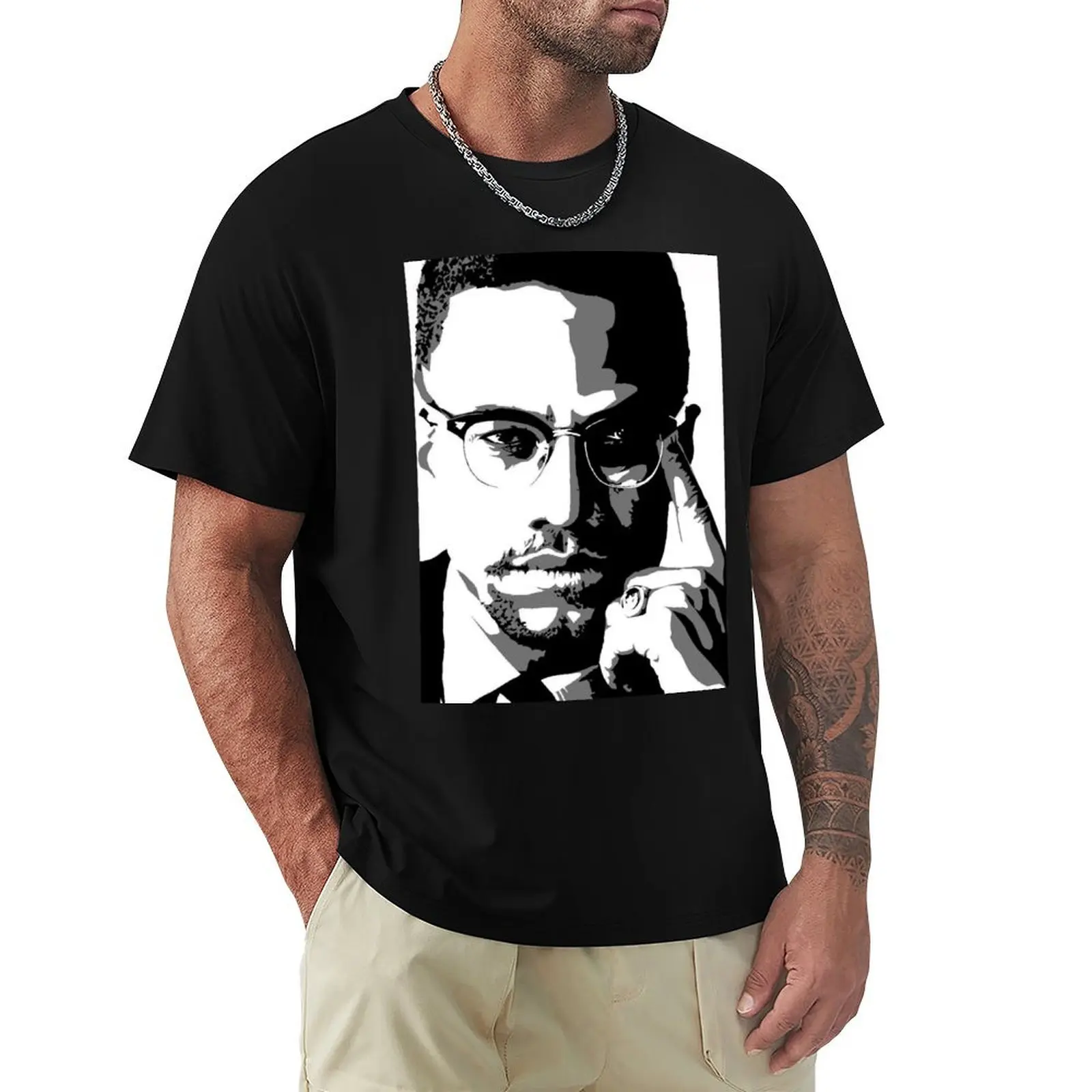 Malcolm X T-Shirt Casual Fashion Short Sleeve Cotton T-Shirt