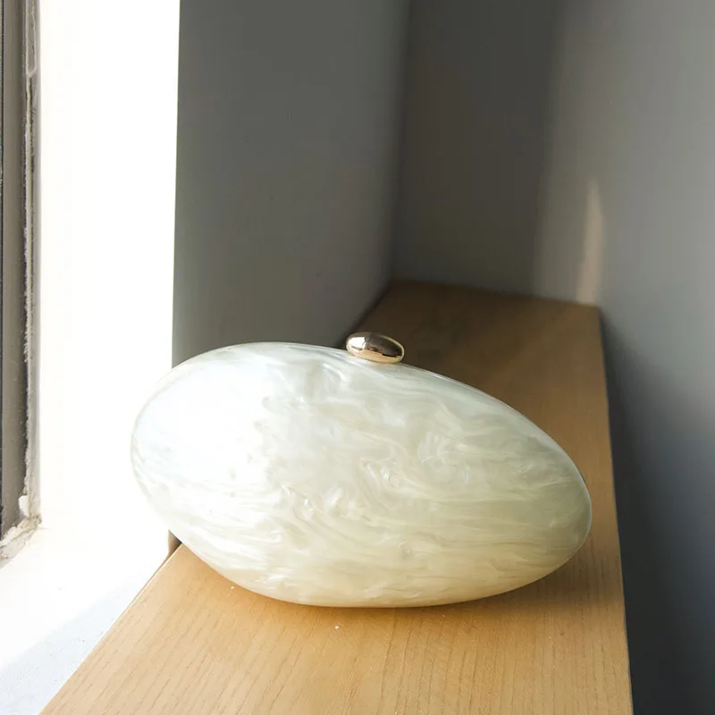 

Акриловый клатч, овальный кошелек с жемчужным яйцом, маленькая женская сумка для мобильного телефона, сумка-мессенджер с цепочкой, мини-индивидуальный портсигар, сумка