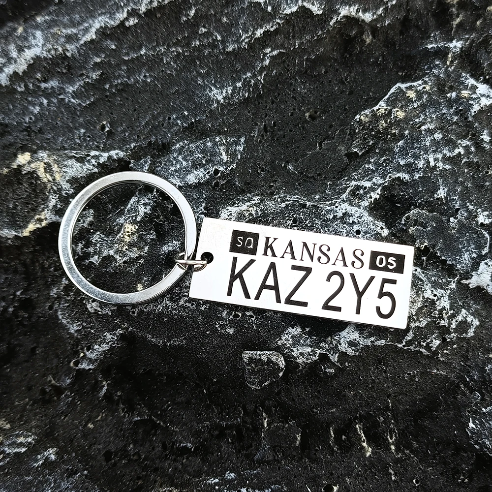 Movie Supernatural Dean The LicenseStainless Steel Laser Custom Key Ring Jewelry Gifts