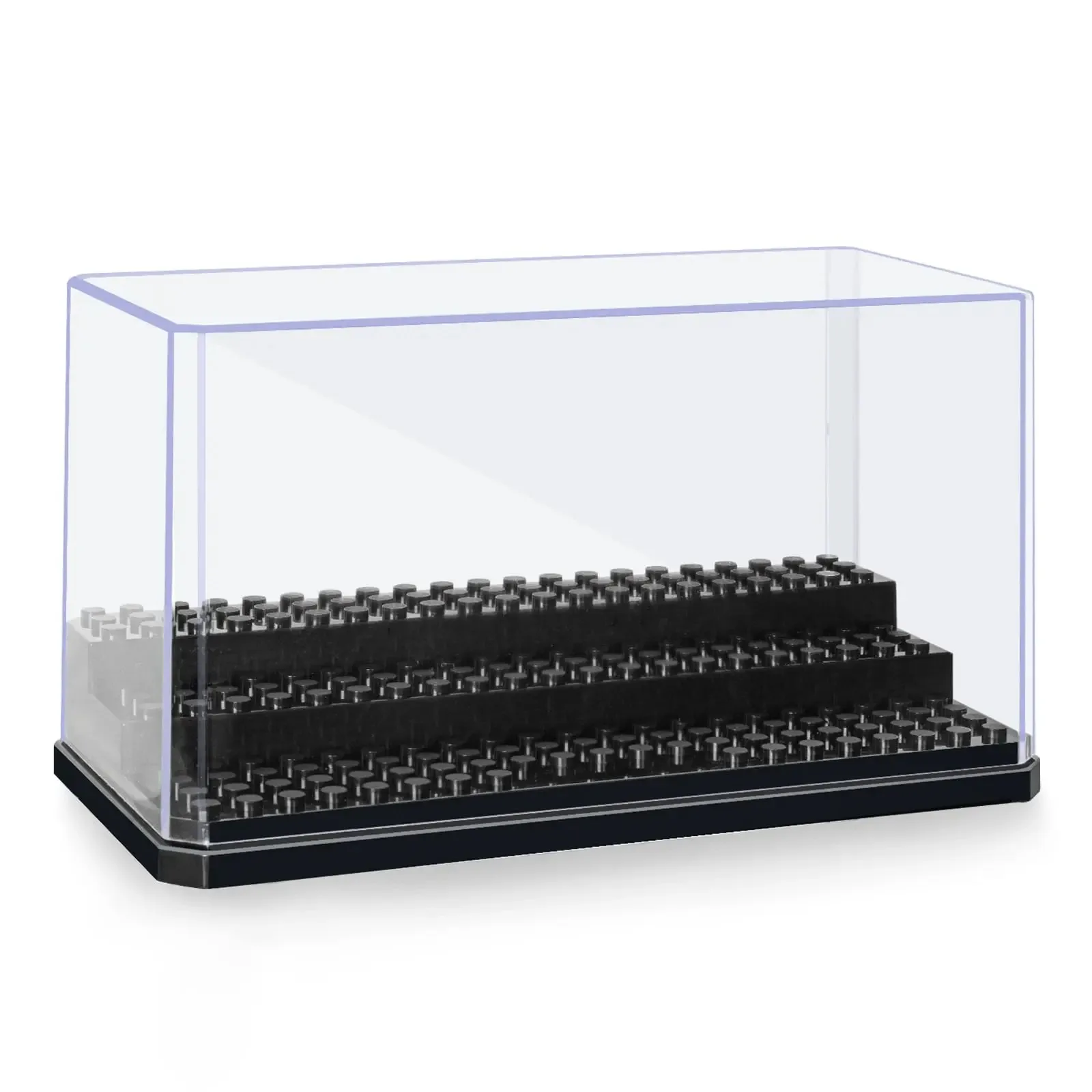 Display Case Clear Shelf Wide 3 Tier Box for Minifigures - Acrylic Protector for Small Pop Figures - Transparent Showcase Storag