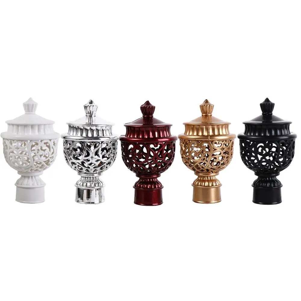 2023 Durable Hollow Out Plastic Curtain Rod Cap Drapery Rail Ends Curtain Accessories Curtain Rod Head