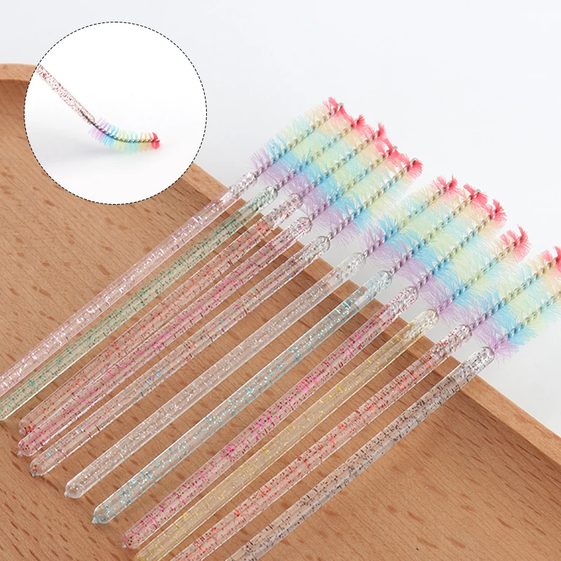 50pc Disposable Crystal Eyelash Brush Eyebrow Comb Spoolie Brushes Mascara Wands Eyelashes Microbrush Lash Extension Makeup Tool