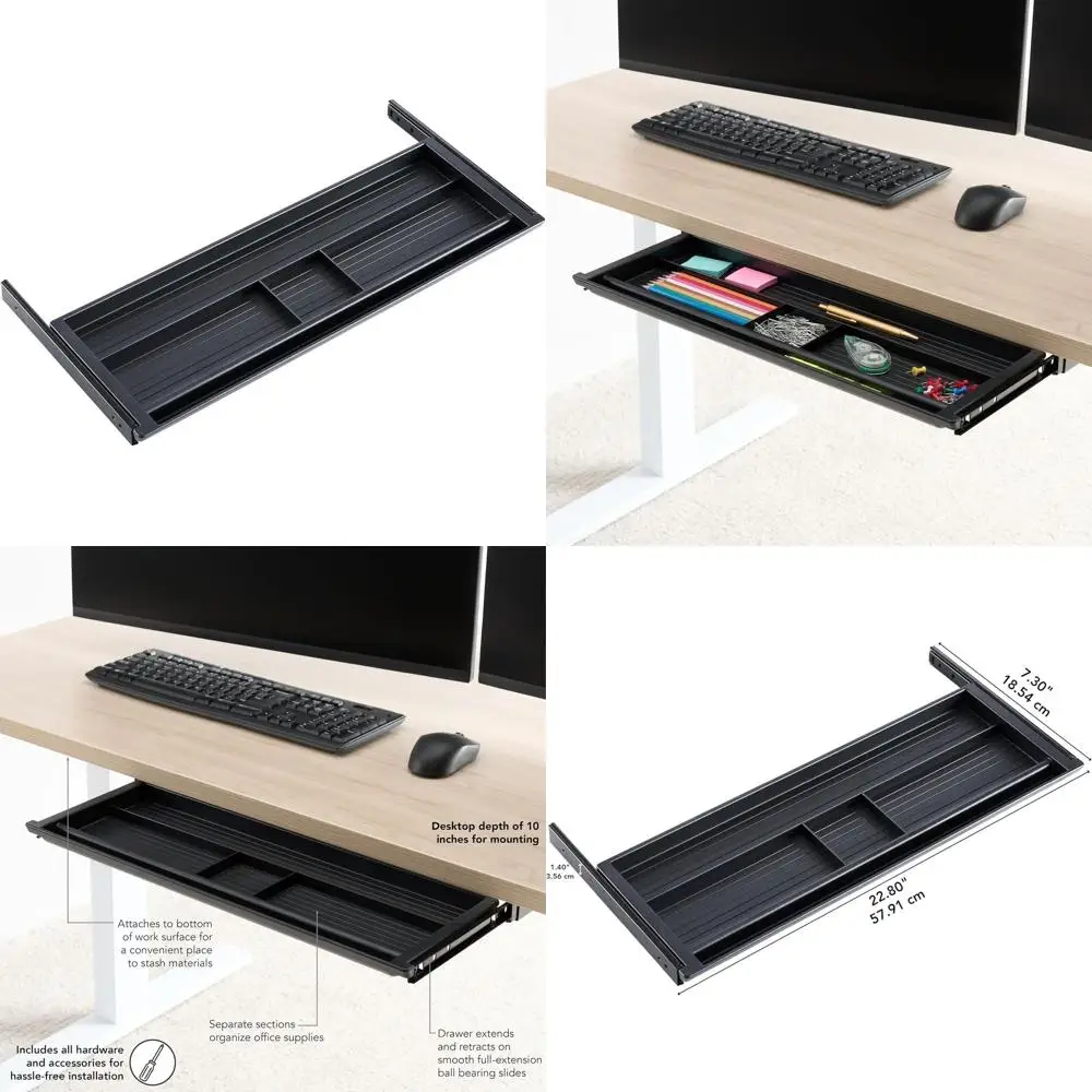 

Commercial Grade Black Storage Drawer for Under Desk, Bush Business Furniture Accessory