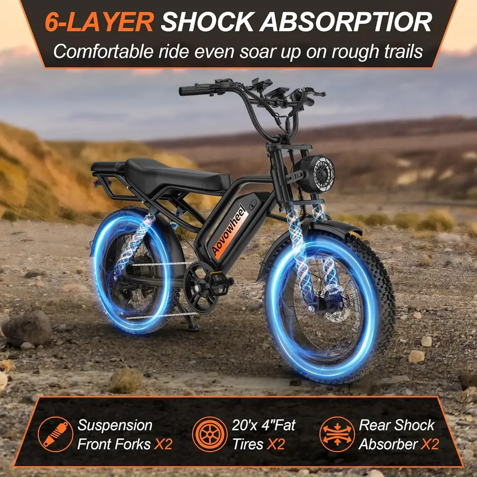 2026 New 1500W Electric Bike 20" Fat Tire 31mph Top Speed 70 Miles Range for Road Sand Mountain Snow Electric Motorcycle image 7
