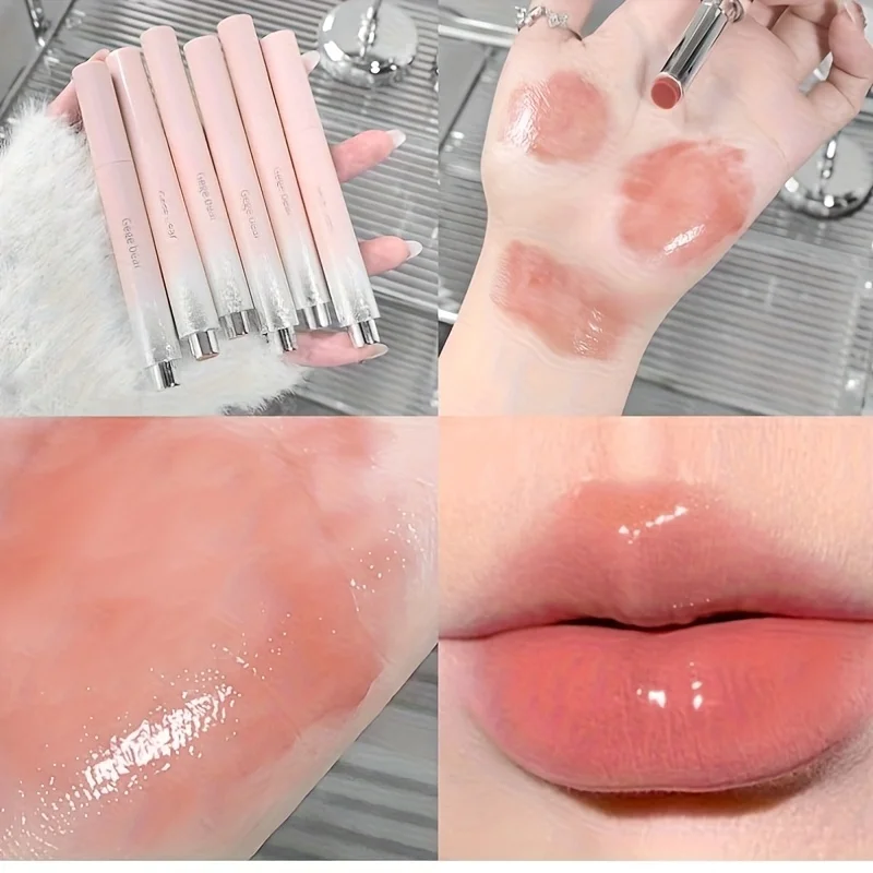 Rossetto a specchio lucido – Balsamo per labbra idratante con lucentezza in vetro, stick idratante e rimpolpante per labbra succosi, rugiadosi