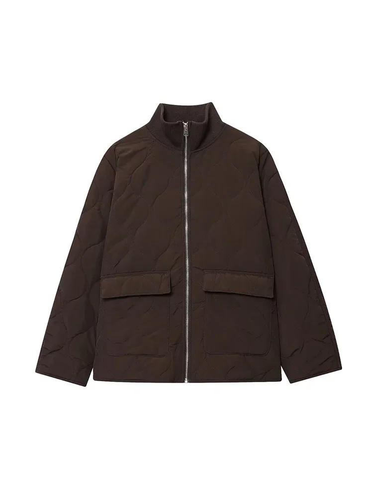 

2025 Women Autumn Winter Jackets Coats Fashion Loose Solid Cotton Liner Pockets Female Elegant Street Jacket Outerwear Clothing