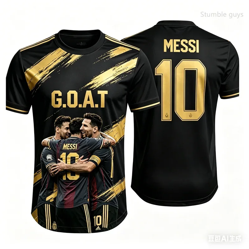 Sommer Herren Street Hip Hop Messi 10 Fußball T-Shirt Kurzarm Mode Übergroße Sportbekleidung Tägliche Oberteile Kinderkleidung