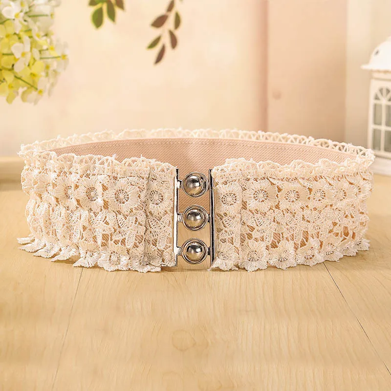 New Women Waist Sealing Korean Version Sweet Loose Tight Waist Style With Skirt Lace Elastic Belt Decorative Dress Waistband