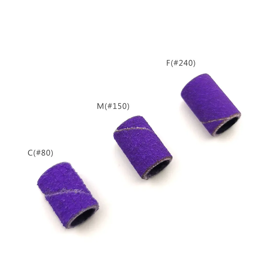 Hytoo-أربطة صنفرة بدون ماندريل مطاطي ، ملحقات لقمة مثقاب الأظافر ، إزالة الجل ، العناية بالأظافر ، أداة تلميع ، أرجواني ، من من من من كل كيس