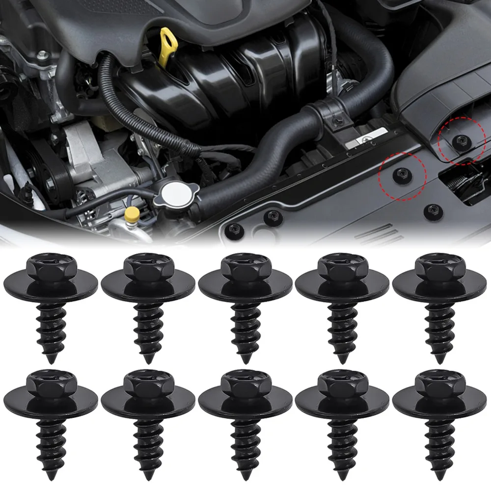 M6*16 Hex Flange Self-Tapping Screws for Toyota Honda Ford Car Bumper Fender Mudguard Carbon Steel Screws Fastener Auto Parts