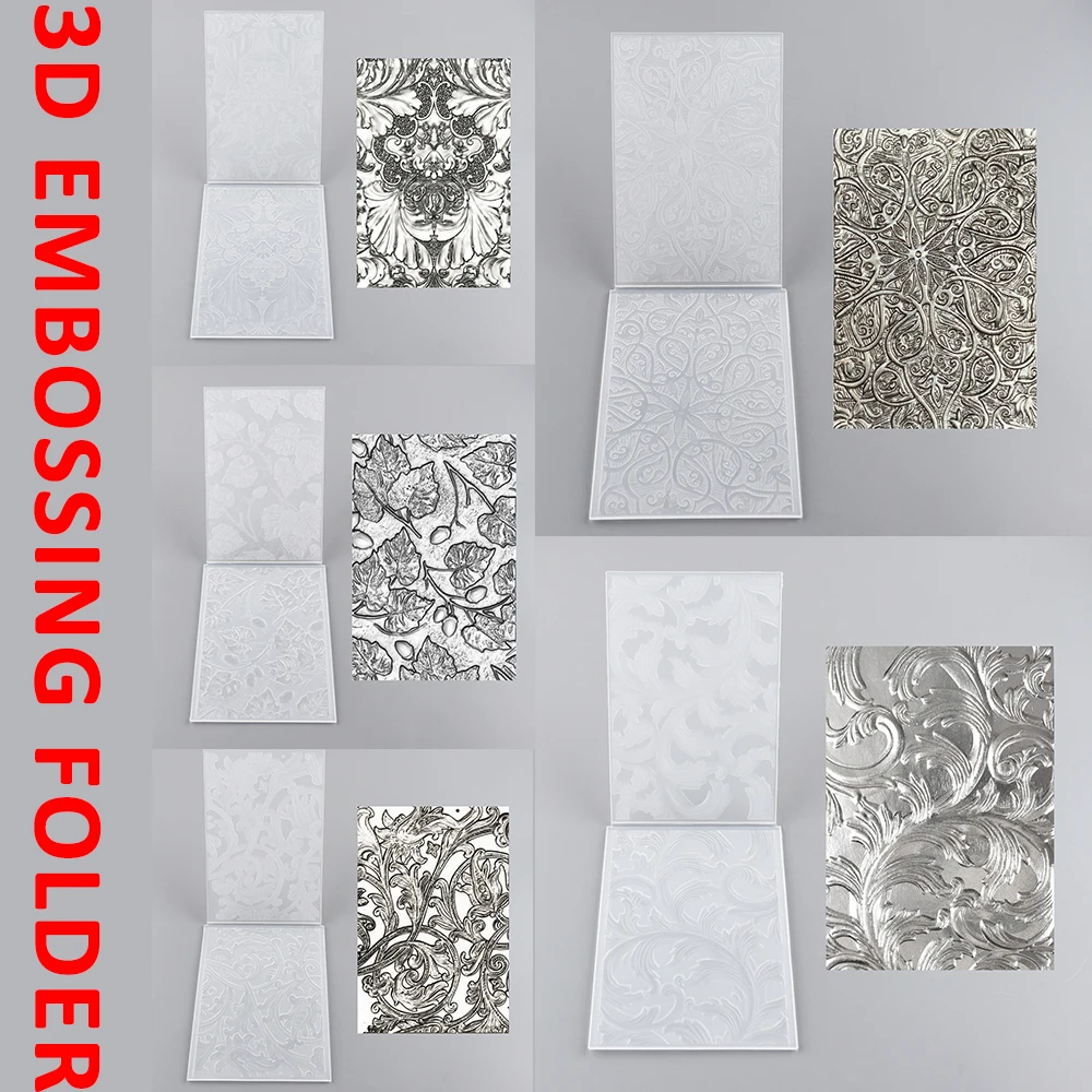 

Floral Textured Detail Pattern Transparent 3D Embossing Folder Perfect for Add Shining Background To Your Craft Projects